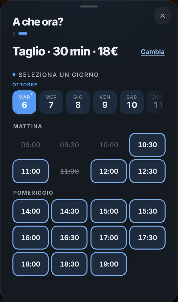 Gli orari liberi del giorno, divisi tra mattina e pomeriggio